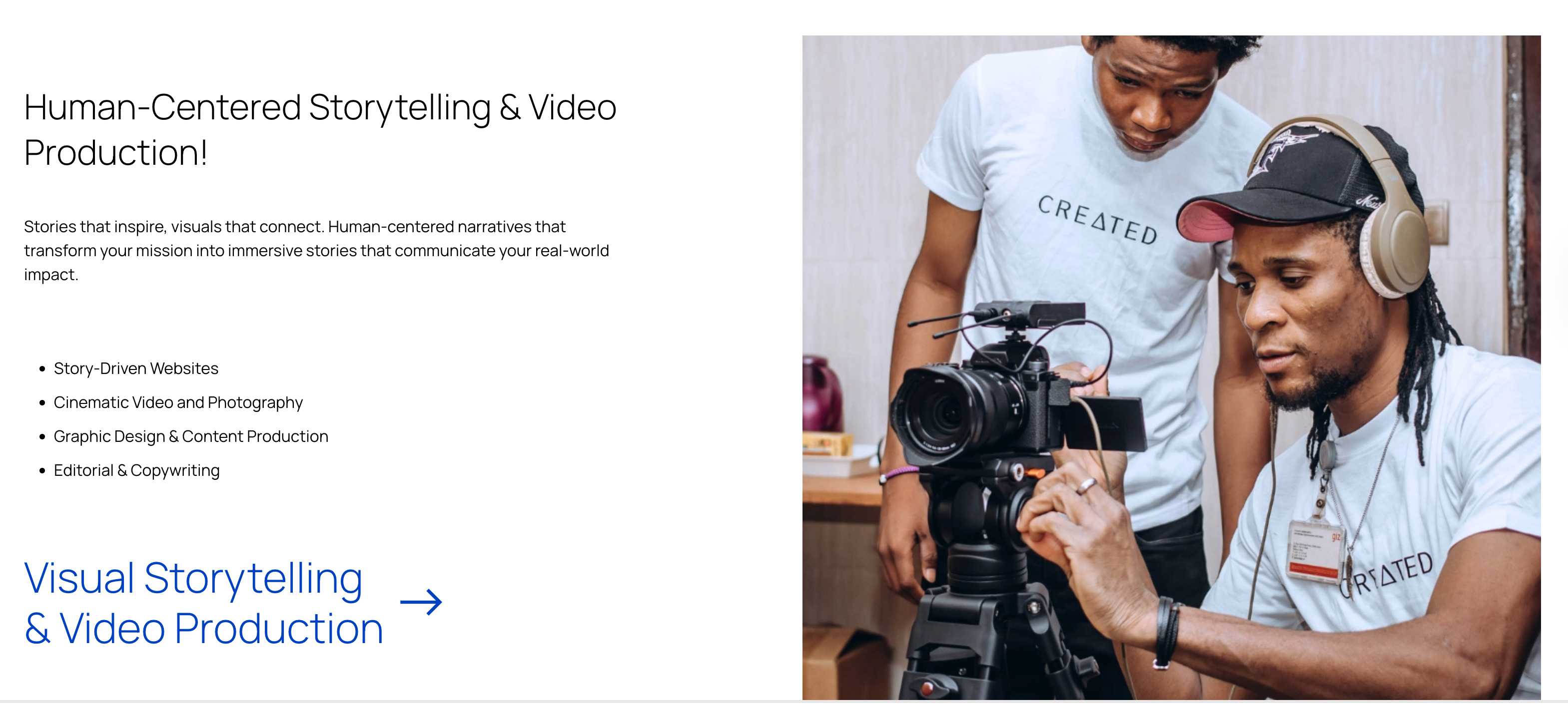 Created Agency cinematic film and photography
